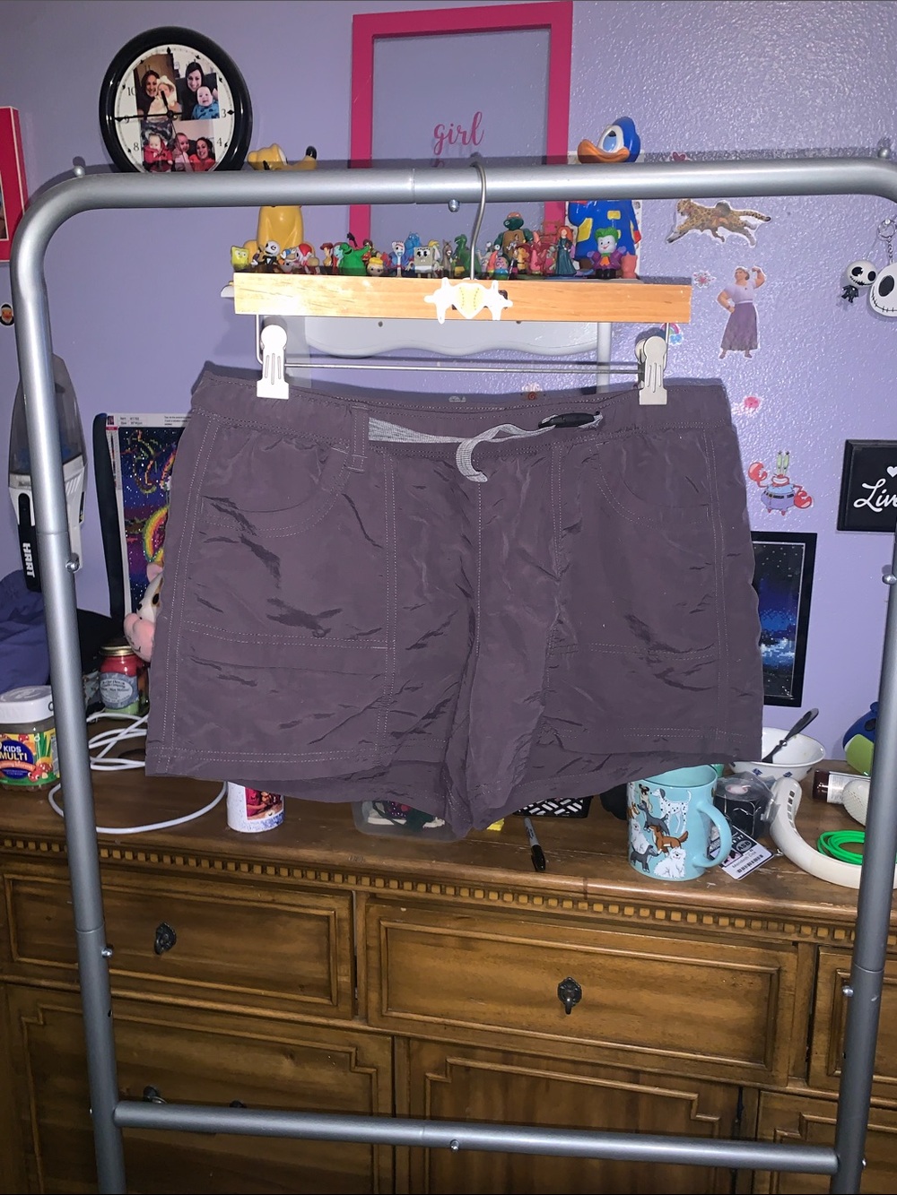 The North Face Gray Belted Nylon Outdoor Hiking Shorts Womens Large